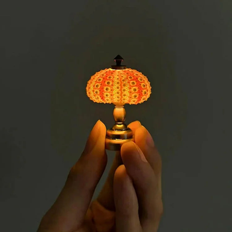 Night Light Sea Urchin Silhouette Warm Glow Gold-Tone Base
