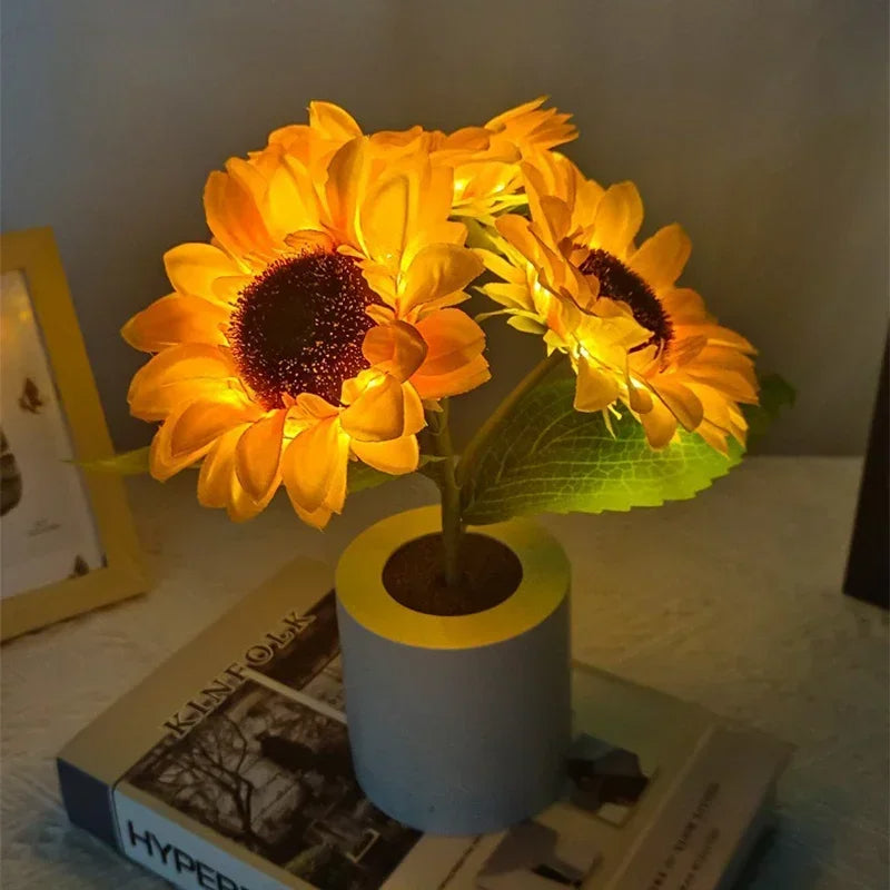 Night Light Sunflower Design Warm LED & USB Rechargeable