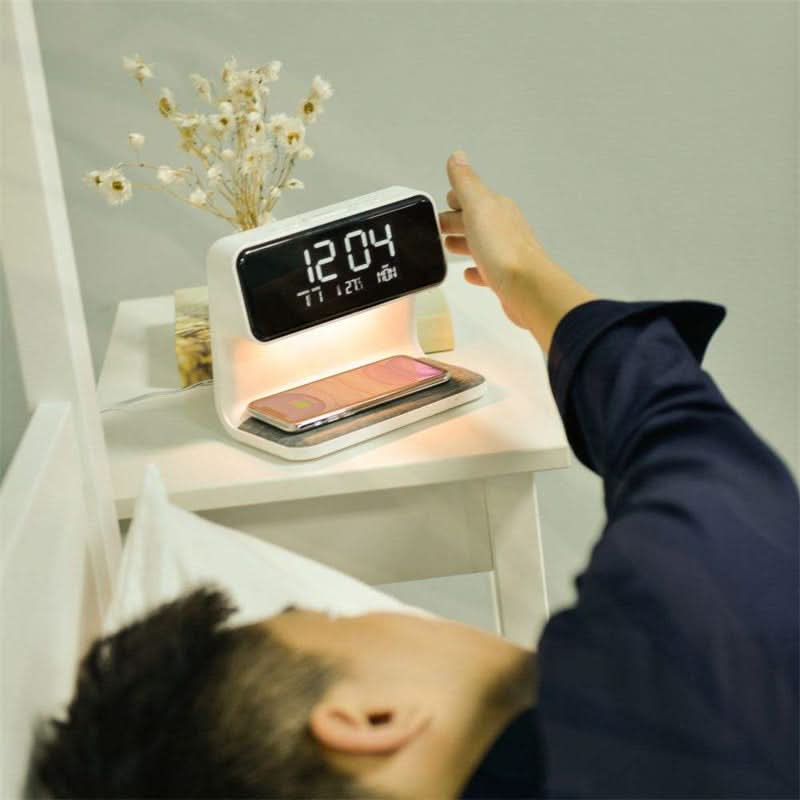 Nightstand Lamp 3-In-1 Wireless Charger & Alarm Clock