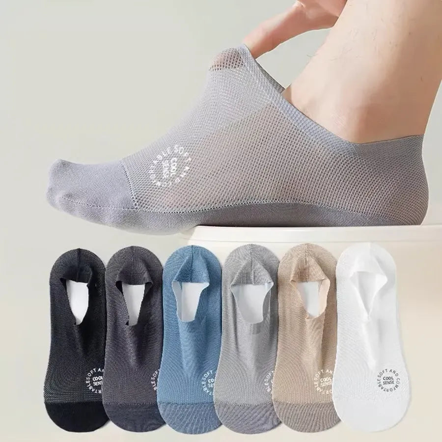 No-Show Socks Breathable Mesh & Anti-Slip 4-Pack