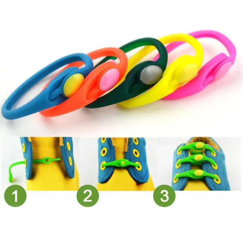 No-Tie Shoelaces Stretchable Silicone Universal Fit Set of 12