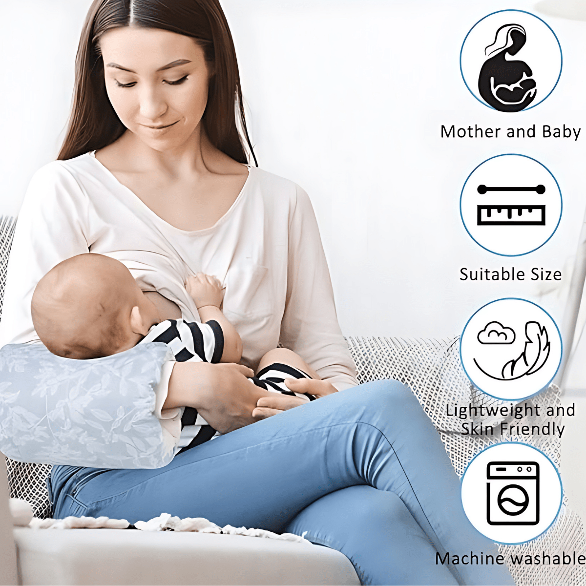 Nursing Pillow Slip-On Armrest 2-Pack Cotton