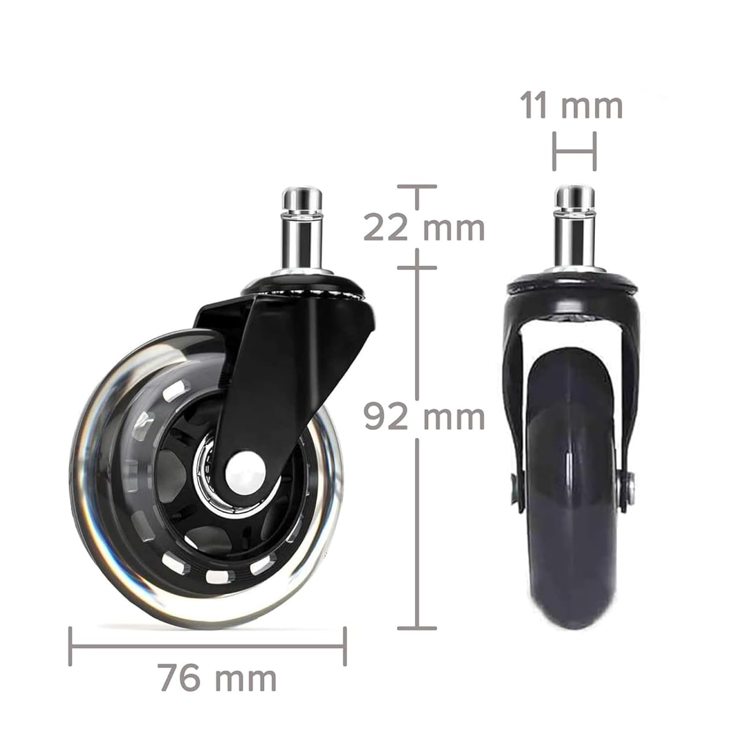 Office Chair Casters Silent Polyurethane Scratch-Free Set of 5