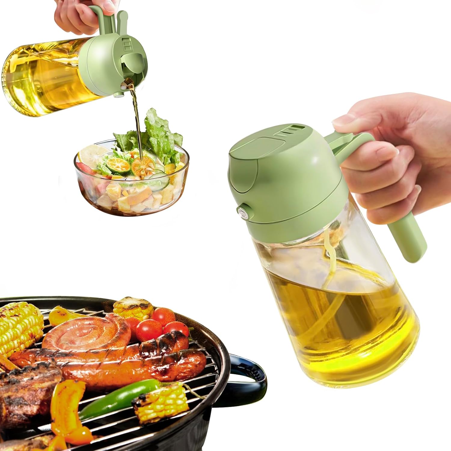 Oil Dispenser Bottle 2-in-1 Sprayer & Pourer