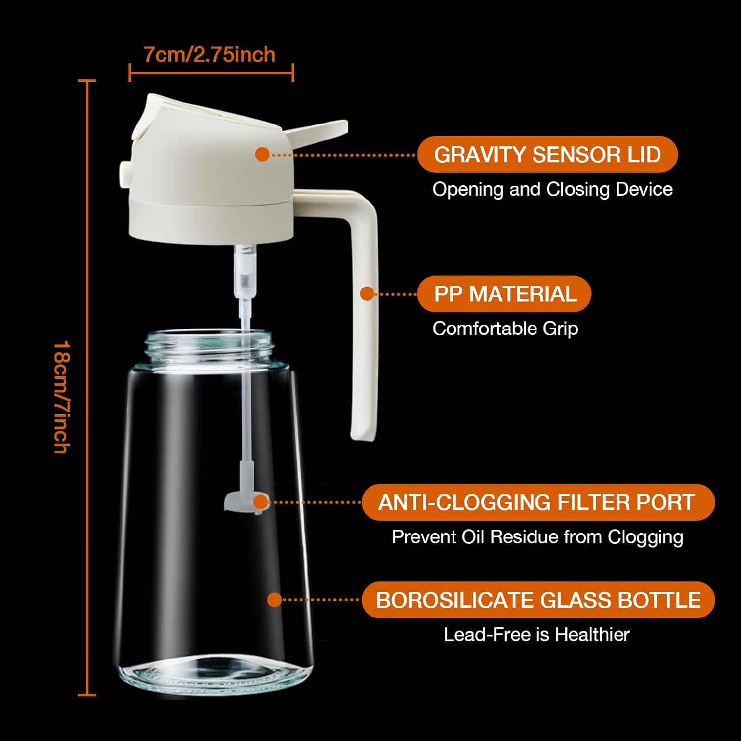 Oil Dispenser Bottle 2-in-1 Sprayer & Pourer