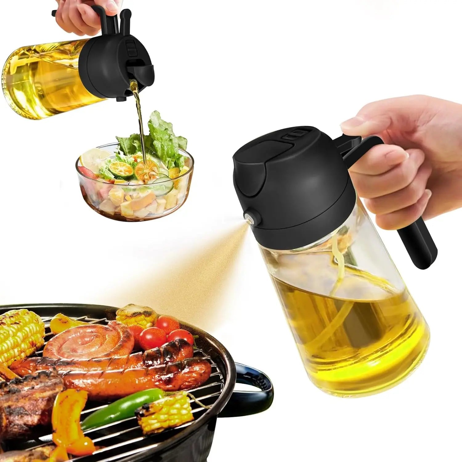 Oil Dispenser Glass 470 mL Spray & Pour