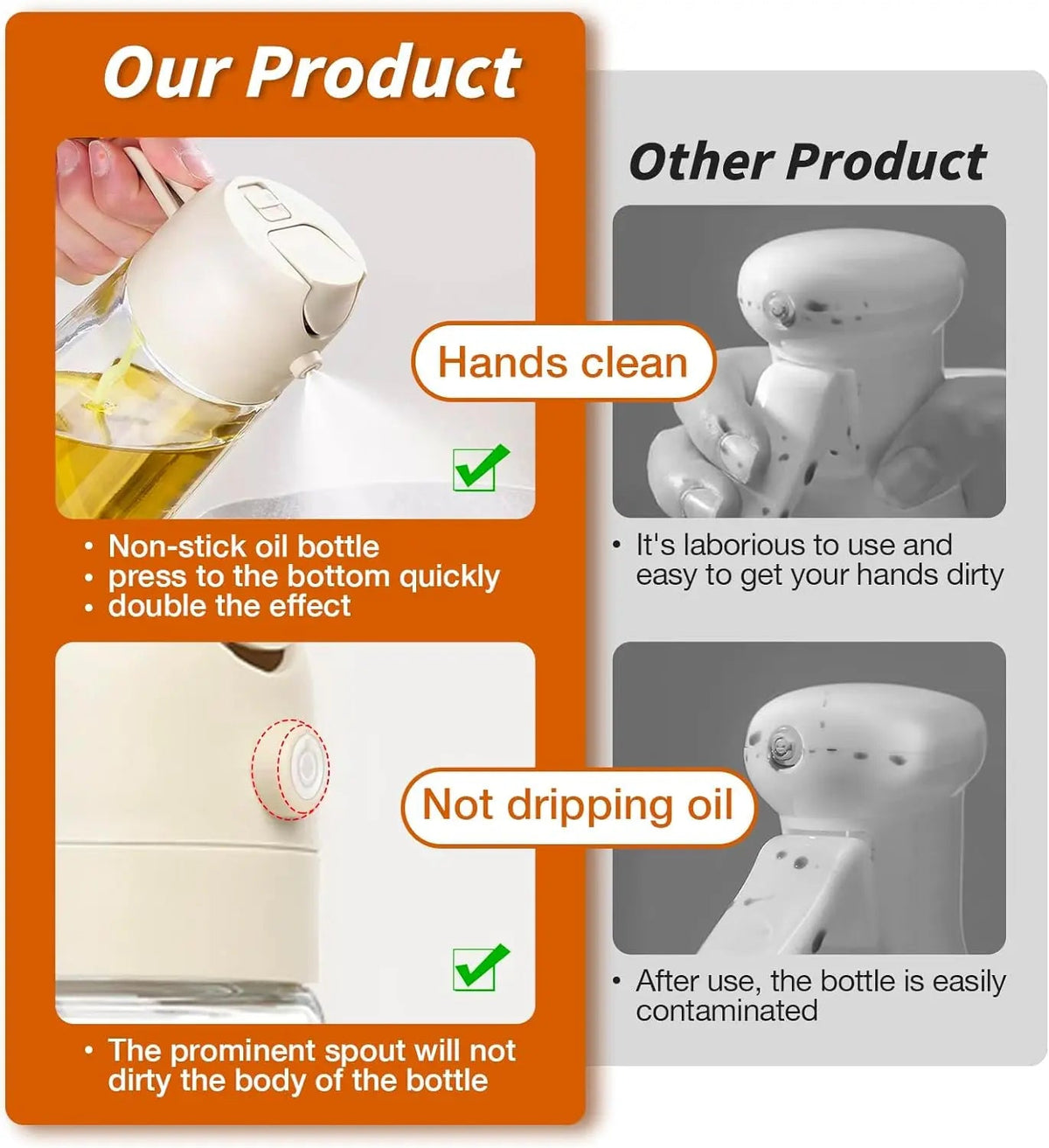 Oil Dispenser Glass 470 mL Spray & Pour