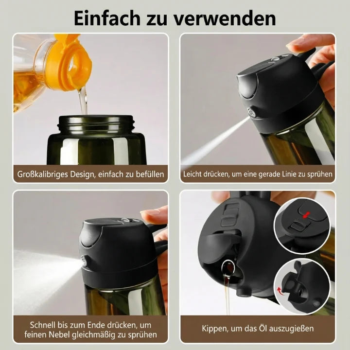 Oil Dispenser Set of 2 Spray & Pour Drip-Free