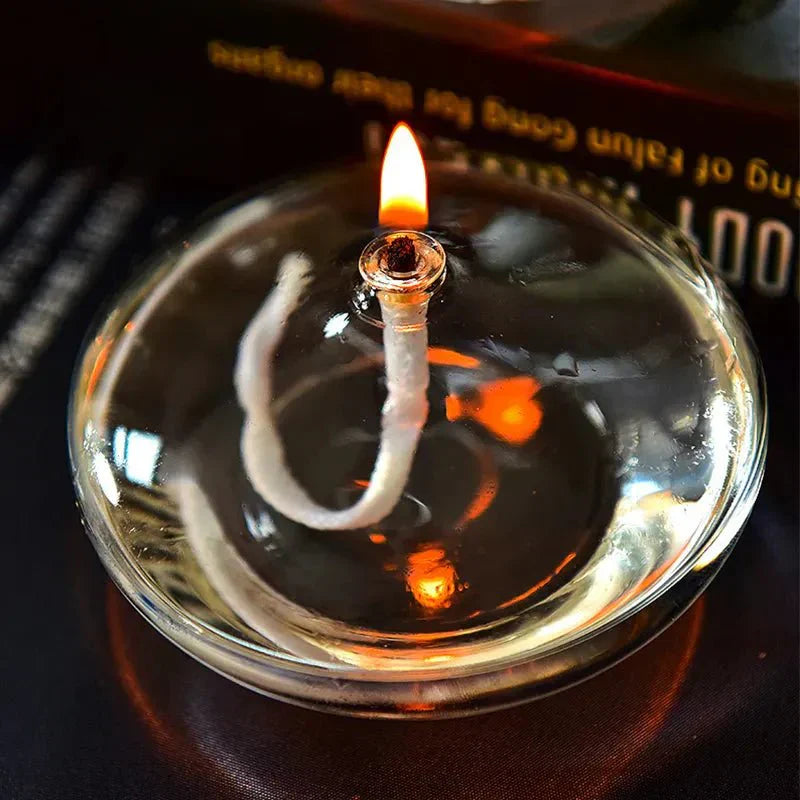 Oil Lamp Clear Glass Candle-Style Small & Large