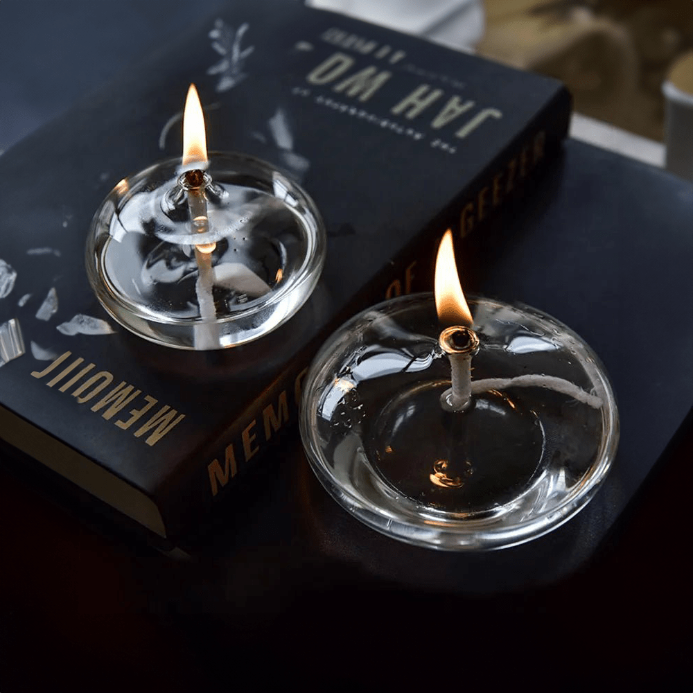 Oil Lamp Clear Glass Candle-Style Small & Large