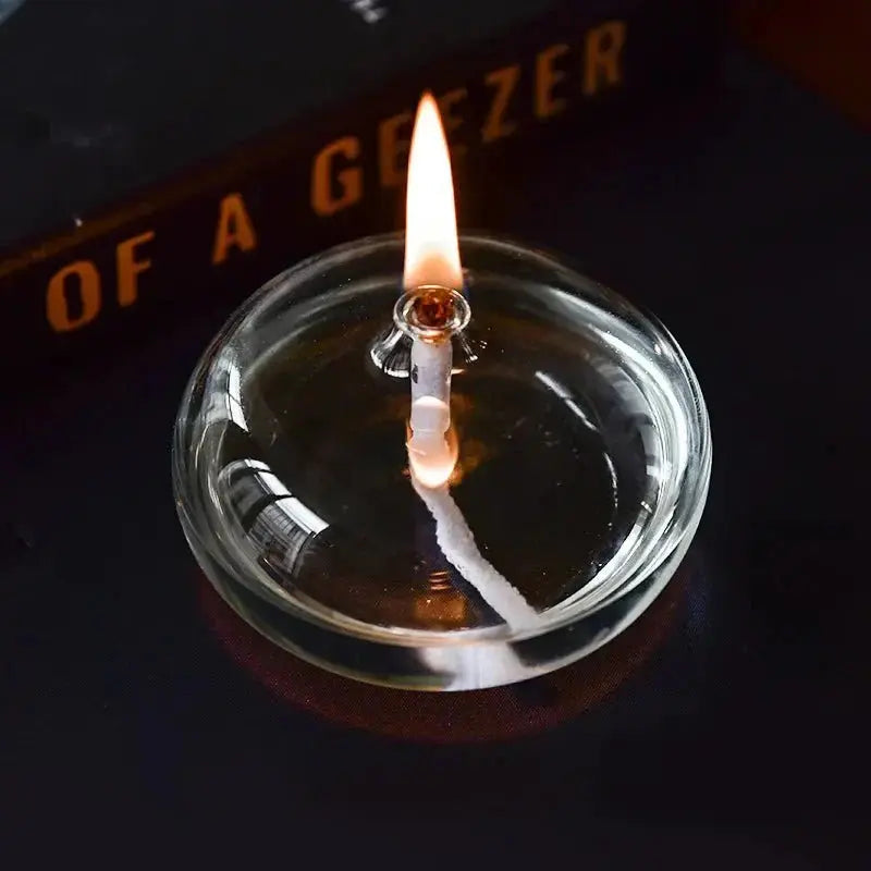 Oil Lamp Clear Glass Drip-Free Wick Included