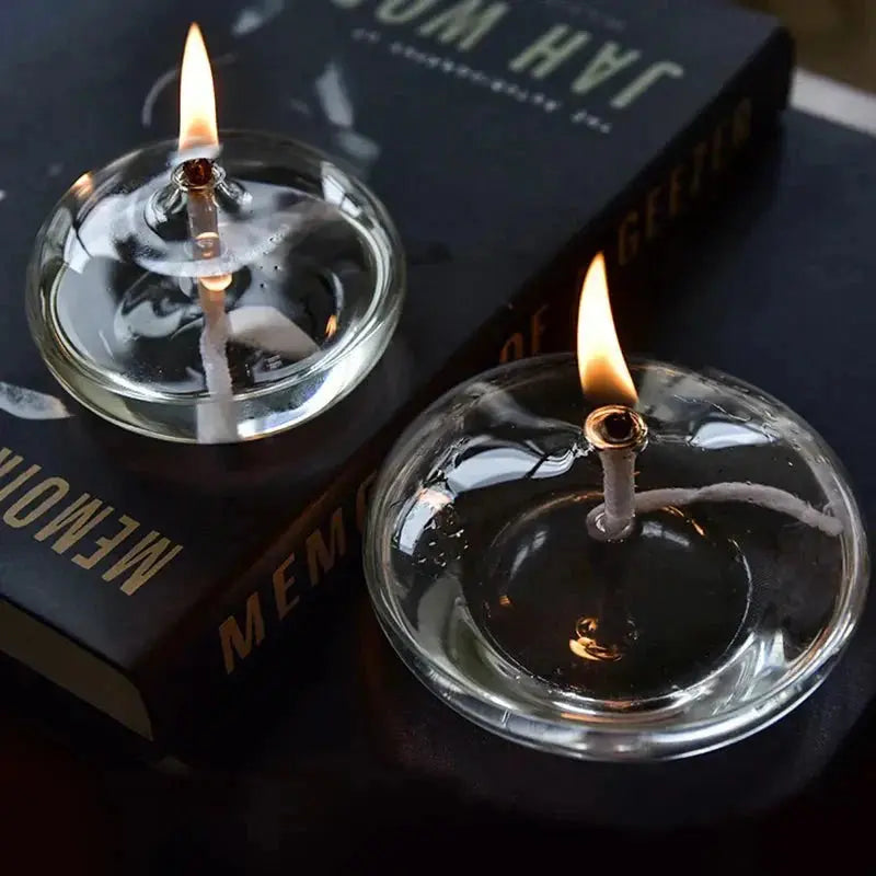 Oil Lamp Clear Glass Drip-Free Wick Included