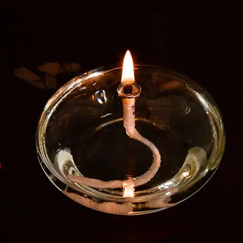 Oil Lamp Clear Glass Drip-Free Wick Included