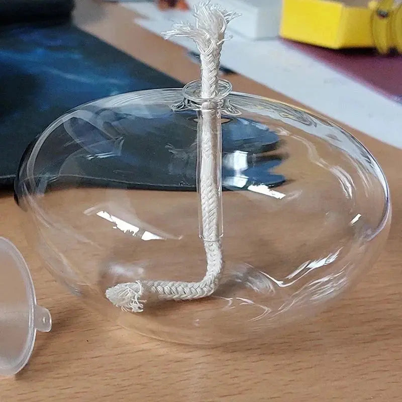 Oil Lamp Clear Glass Drip-Free Wick Included
