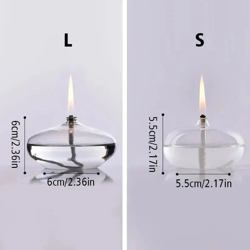 Oil Lamp Clear Glass Drip-Free Wick Included