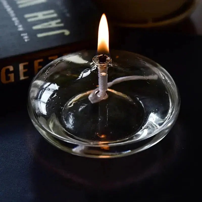 Oil Lamp Clear Glass Drip-Free Wick Included
