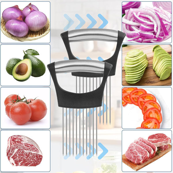 Onion Holder Stainless Steel Spikes Non-Slip Handle