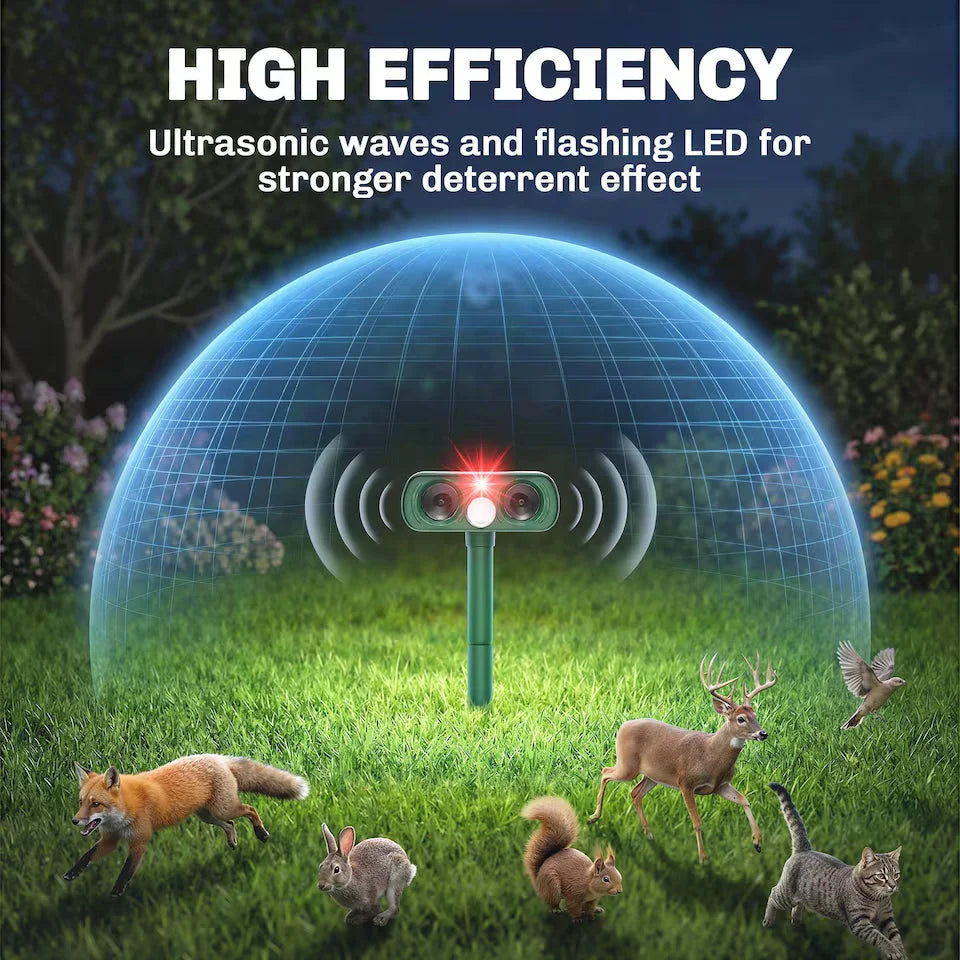 Outdoor Dog Repeller Ultrasonic Solar Powered 8 m Range