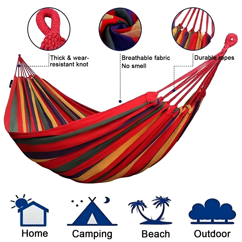 Outdoor Hammock Breathable Cotton Polyester Ropes & Carry Bag