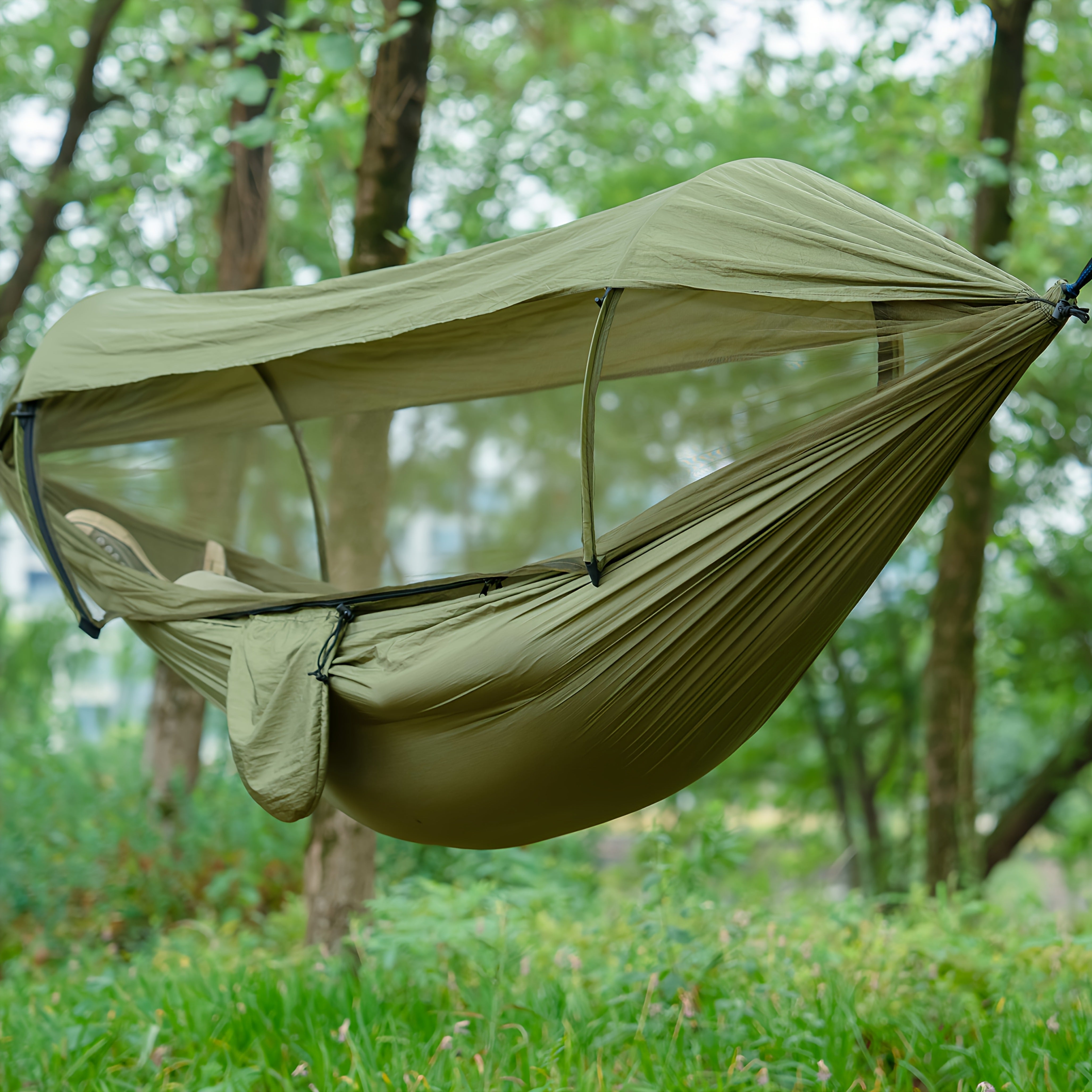 Outdoor Hammock Durable Nylon With Mosquito Net & Sunshade