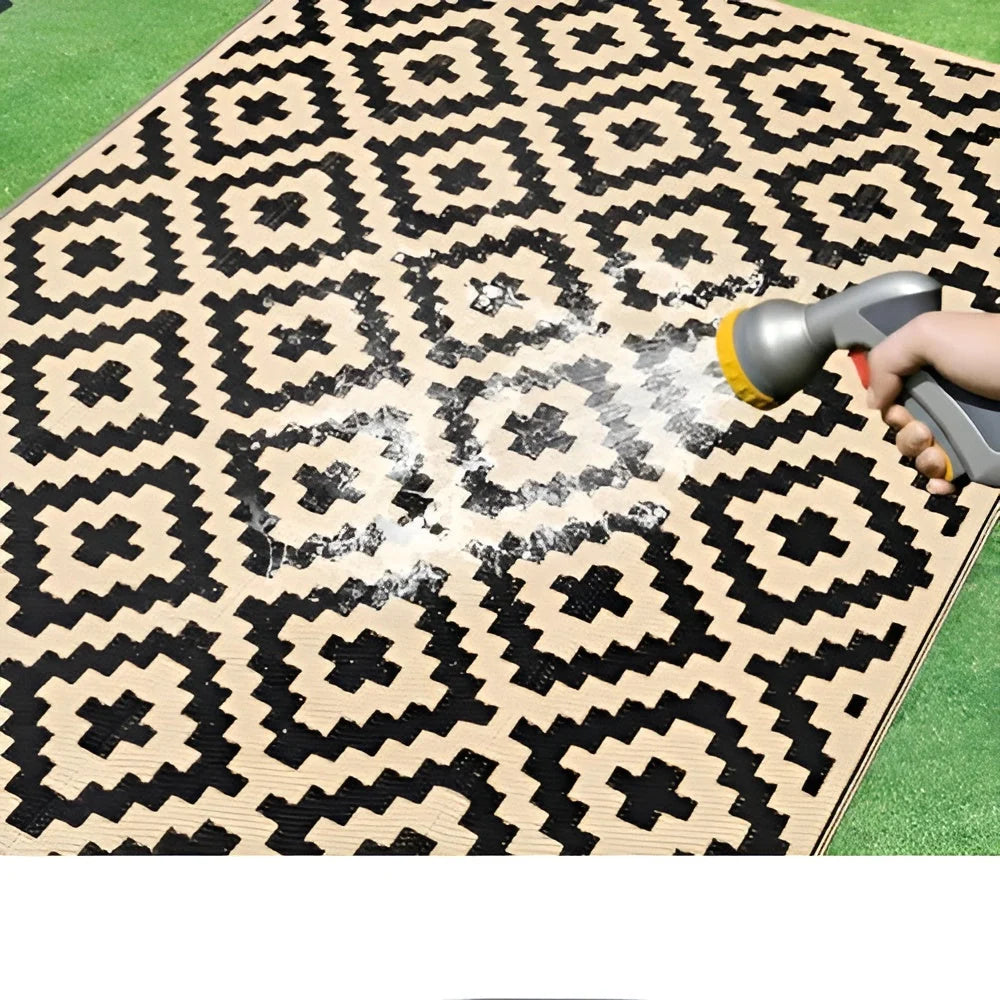 Outdoor Rug Reversible Geometric Design Slip-Resistant & UV-Resistant