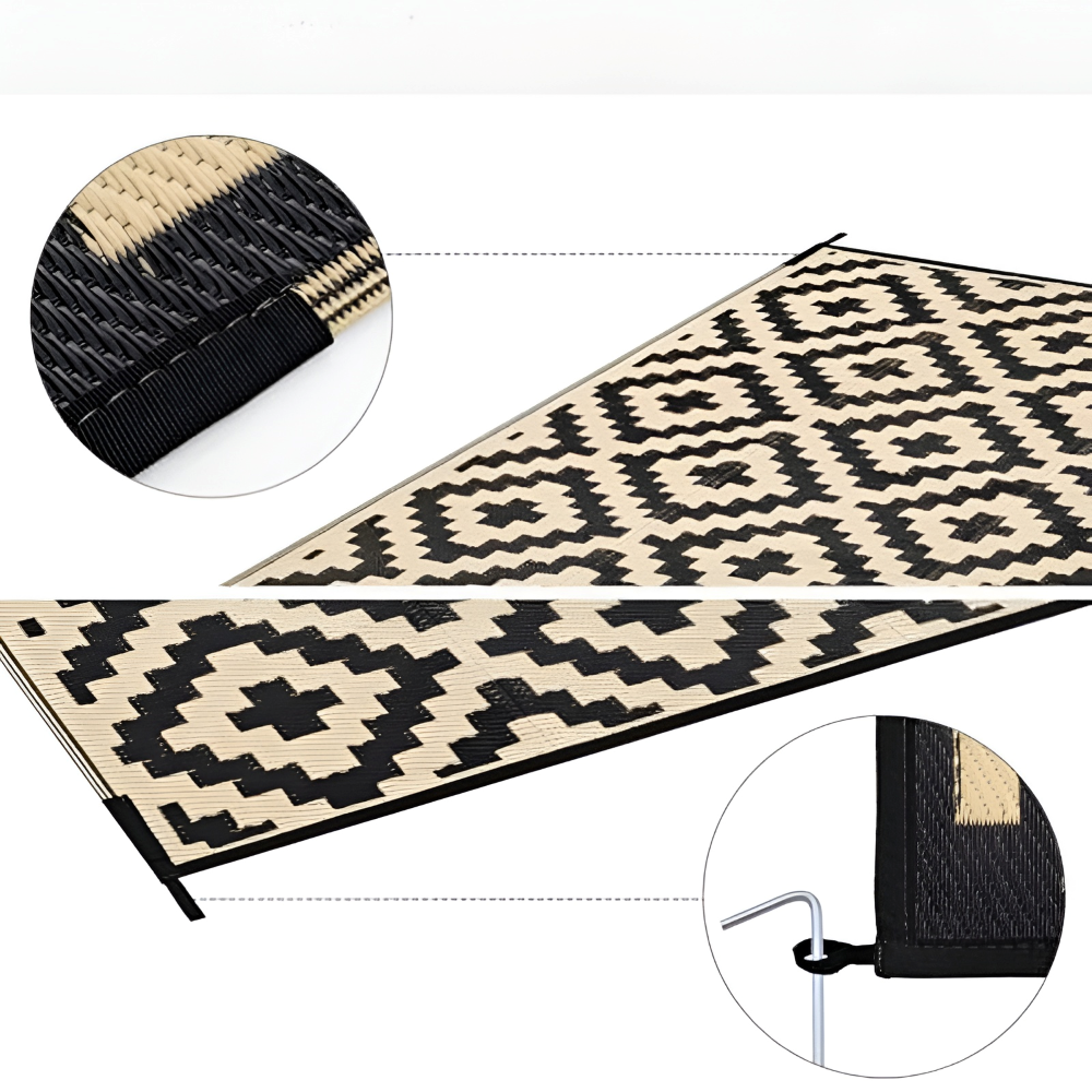Outdoor Rug Reversible Geometric Non-Slip & Water-Repellent