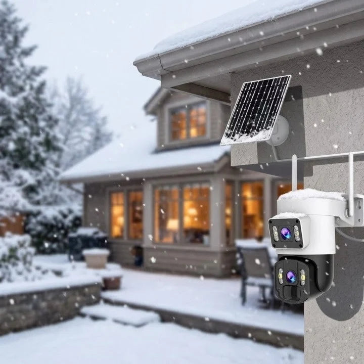 Outdoor Security Camera Solar-Powered Panoramic 4K 10x Zoom