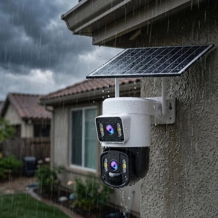 Outdoor Security Camera Solar-Powered Panoramic 4K 10x Zoom