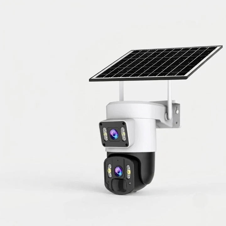 Outdoor Security Camera Solar-Powered Panoramic 4K 10x Zoom