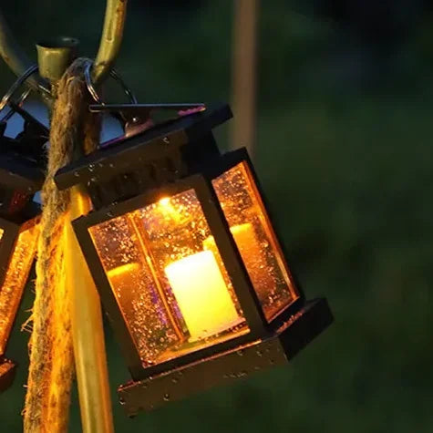 Outdoor Solar Lantern Flickering LED Waterproof Hanging Hook