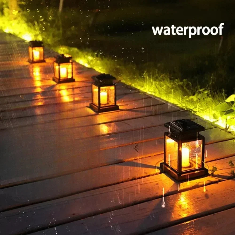 Outdoor Solar Lantern Flickering LED Waterproof Hanging Hook