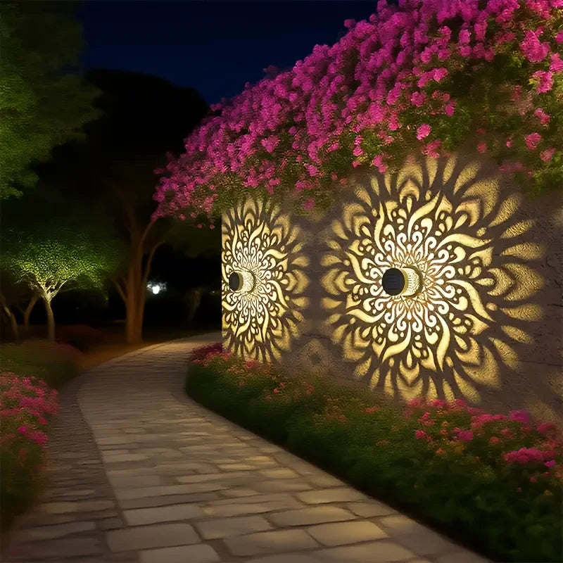 Outdoor Solar Lantern Floral Shadow Projection Weather-Resistant