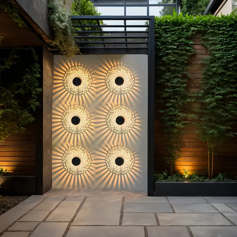 Outdoor Solar Lantern Floral Shadow Weatherproof