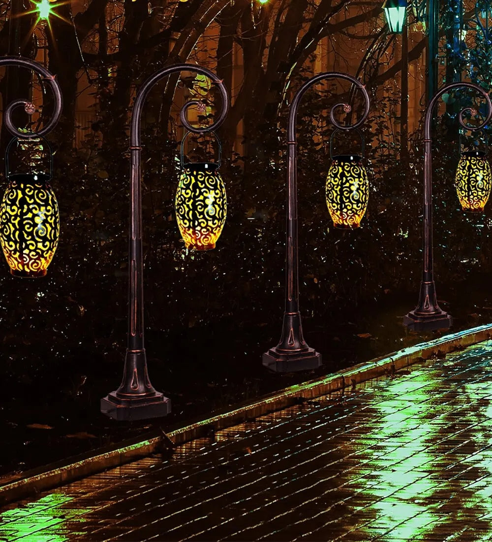 Outdoor Solar Lantern Ornamental Pattern & Warm LED Weatherproof