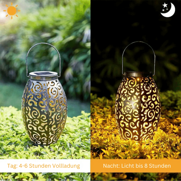 Outdoor Solar Lantern Ornamental Pattern & Warm LED Weatherproof