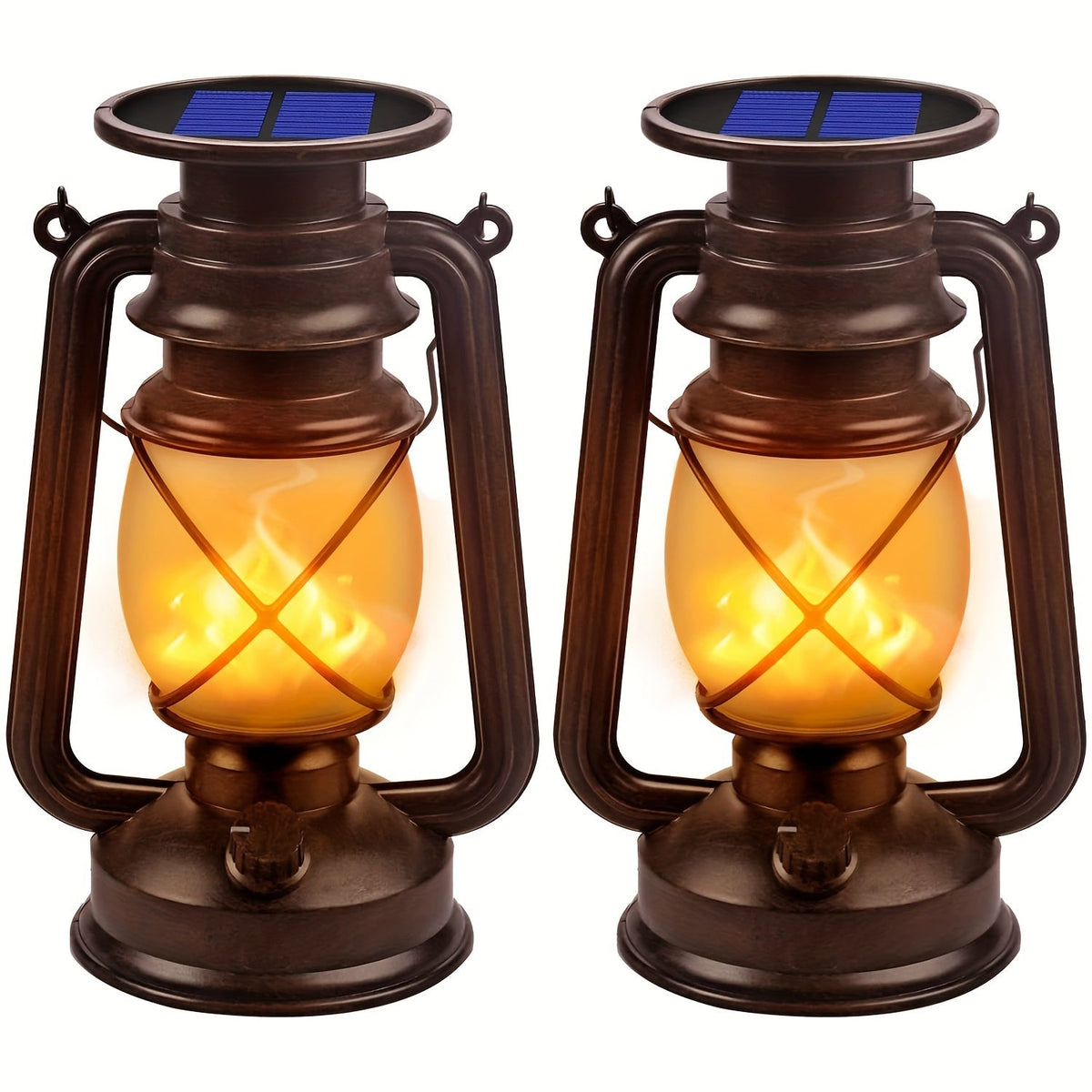Outdoor Solar Lanterns Flickering Flame & Weather-Resistant
