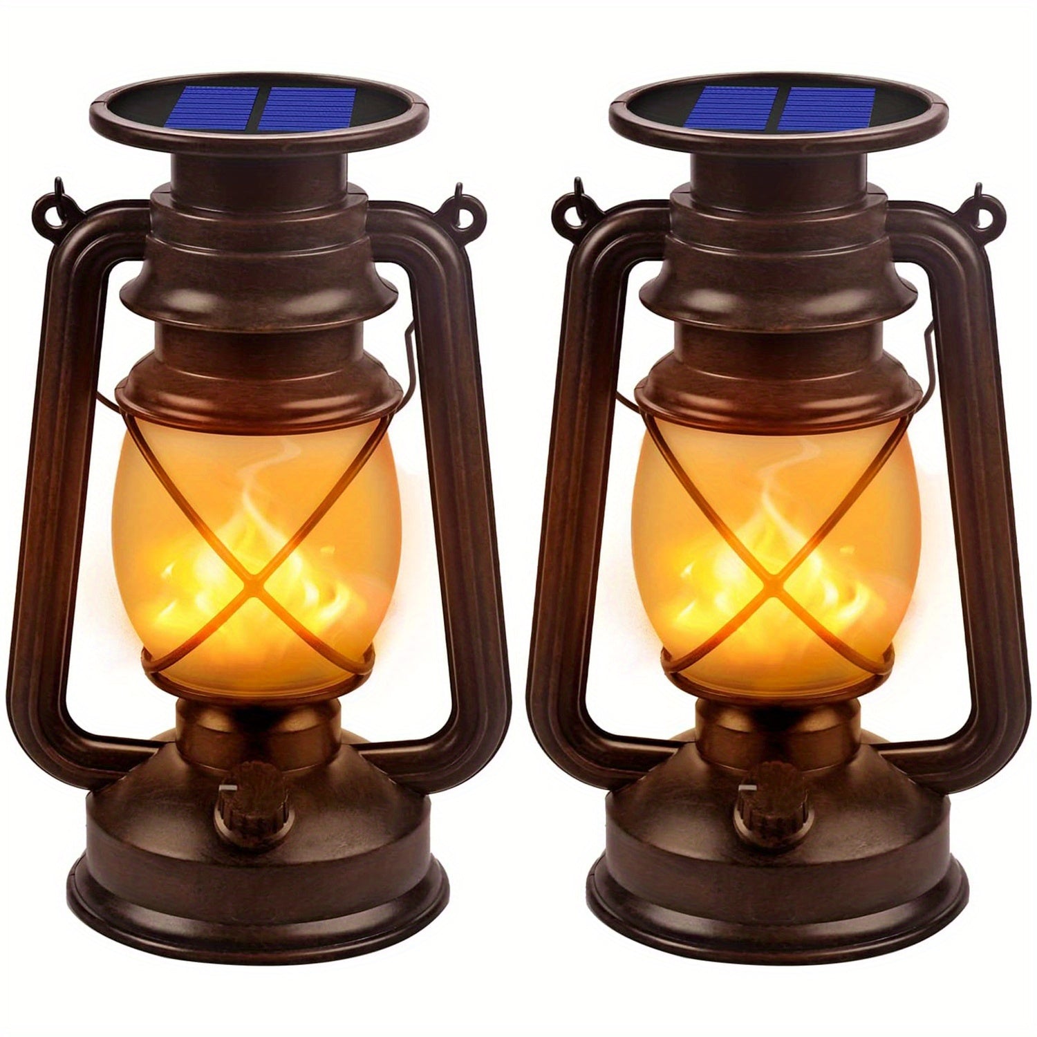 Outdoor Solar Lanterns Flickering Flame & Weather-Resistant