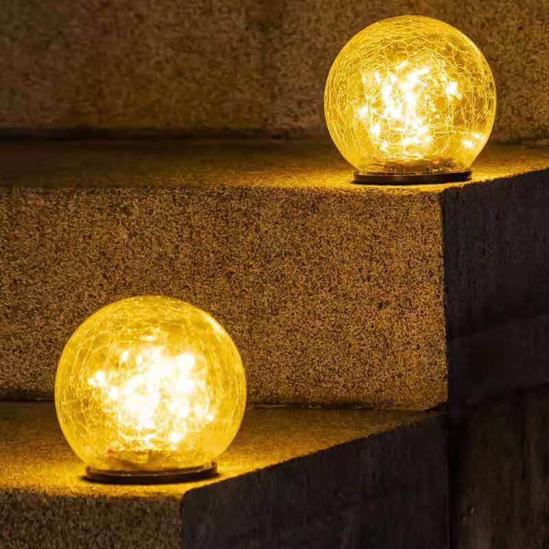 Outdoor Solar Light Shatterproof Crackle Glass Warm White