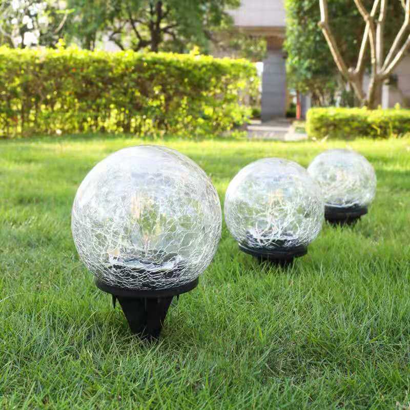 Outdoor Solar Light Shatterproof Crackle Glass Warm White