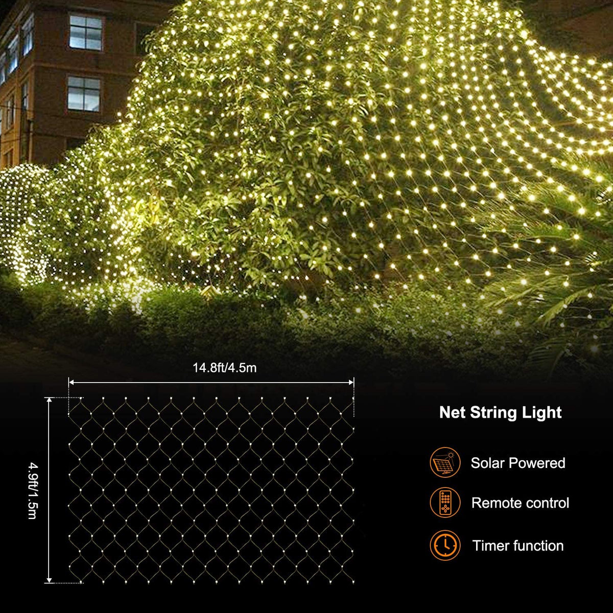 Outdoor Solar Net Light Copper Wire IP44