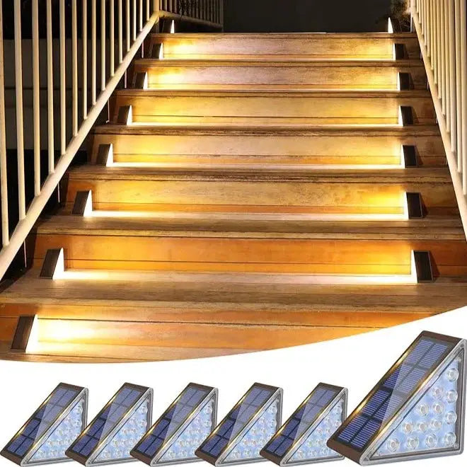 Outdoor Solar Stair Lights Warm White & Weatherproof