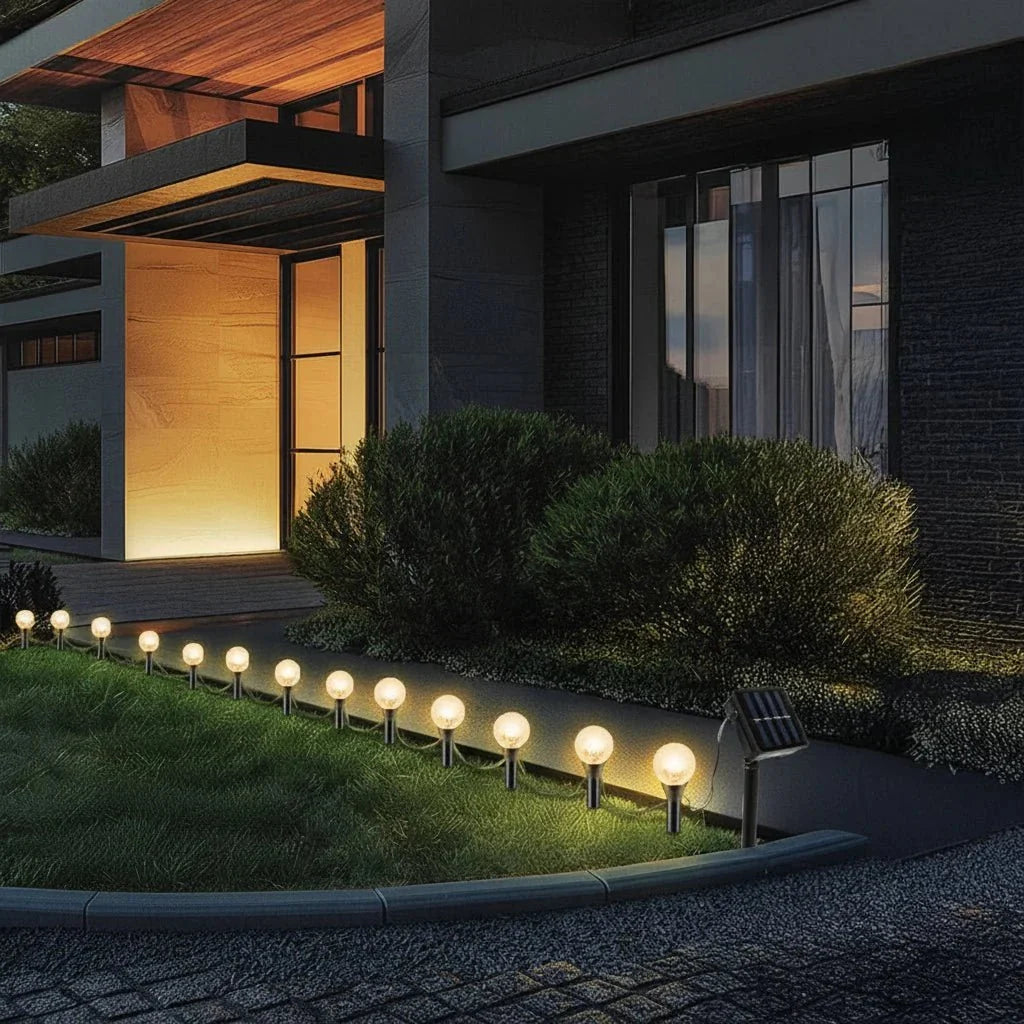 Outdoor Solar String Lights 20 Warm White LEDs Weatherproof