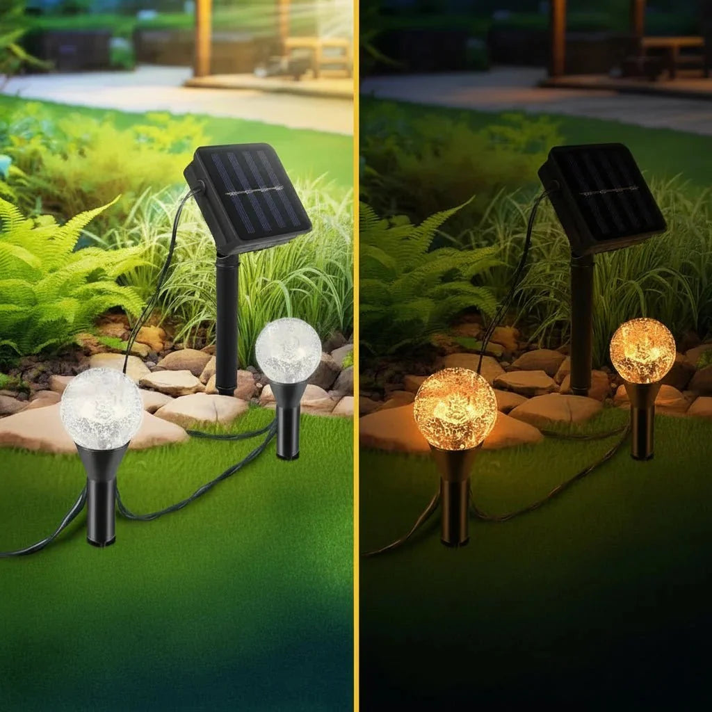 Outdoor Solar String Lights 20 Warm White LEDs Weatherproof