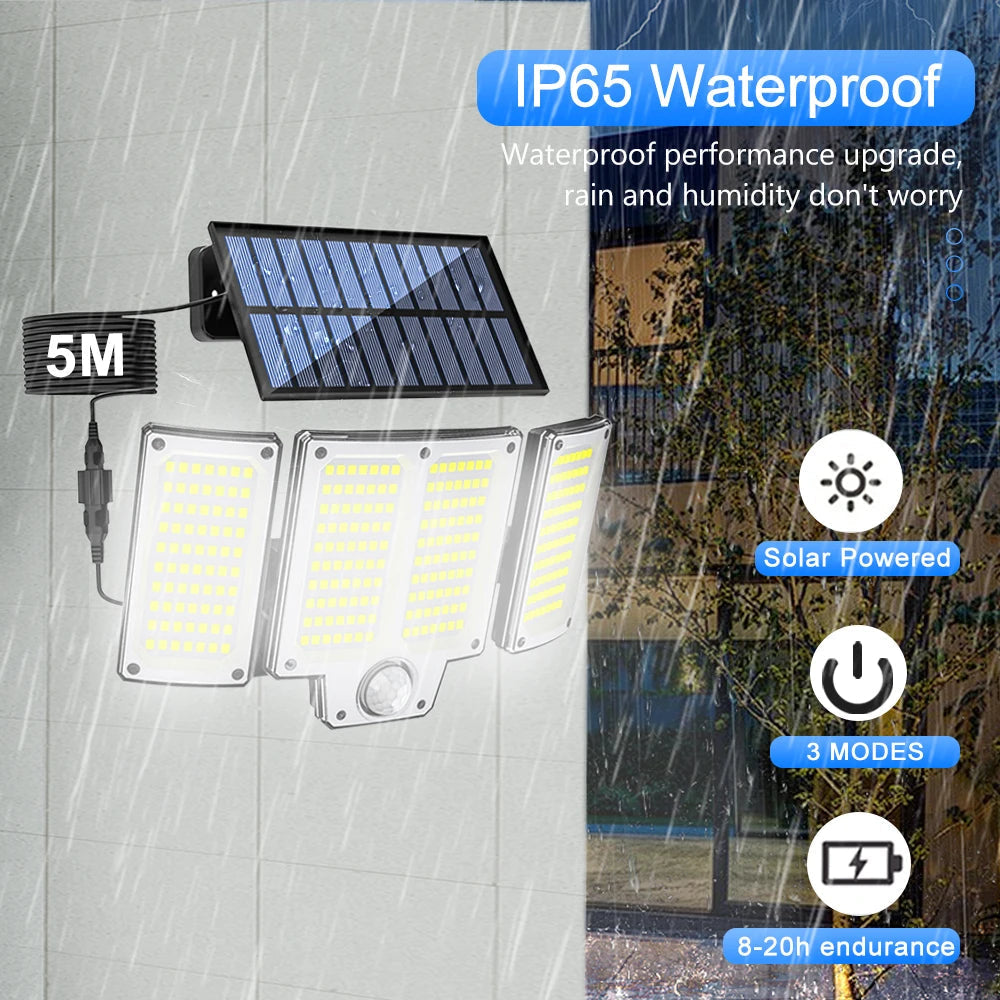 Outdoor Solar Wall Light Motion Sensor 180 Degree Adjustable