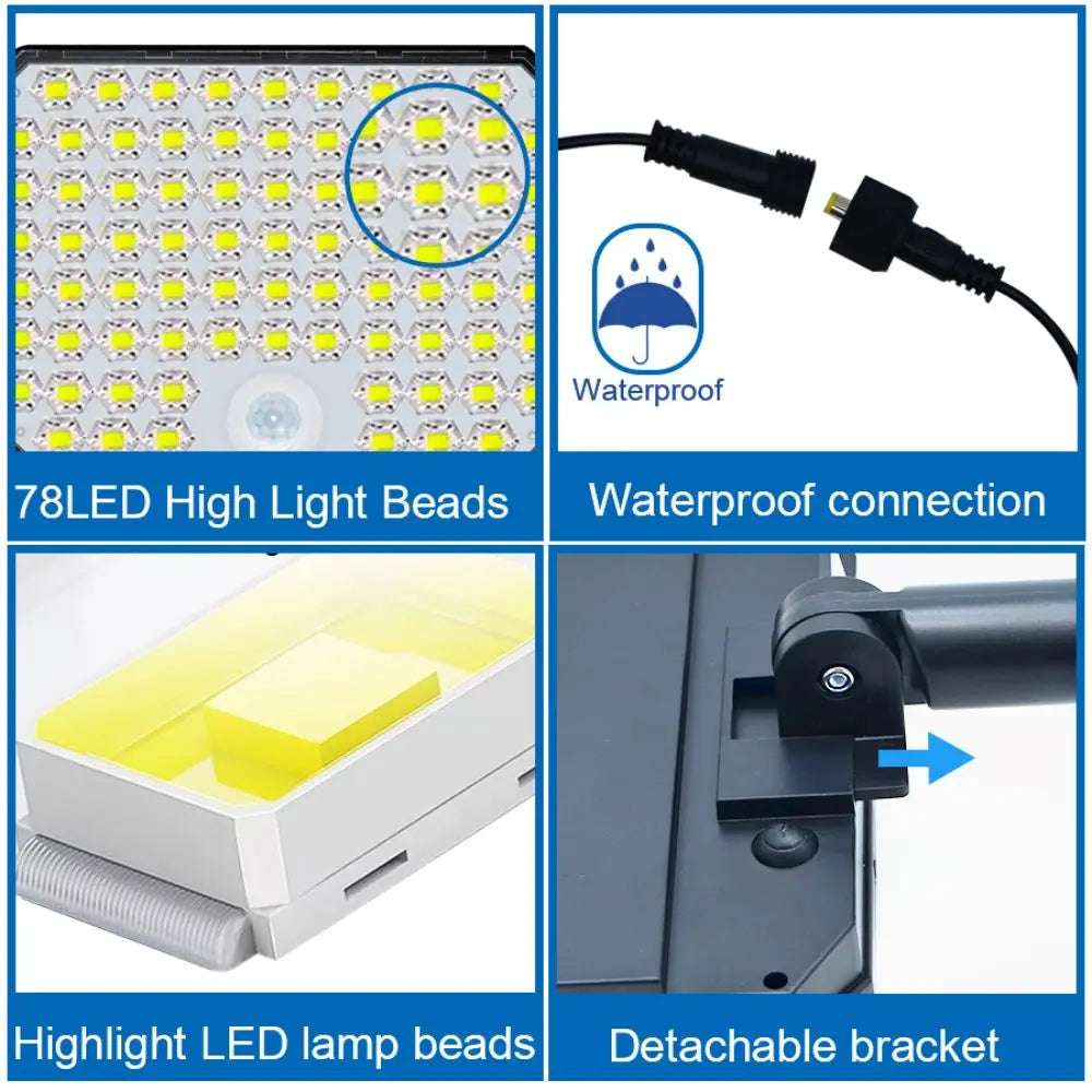 Outdoor Solar Wall Light Motion Sensor 180 Degree Adjustable