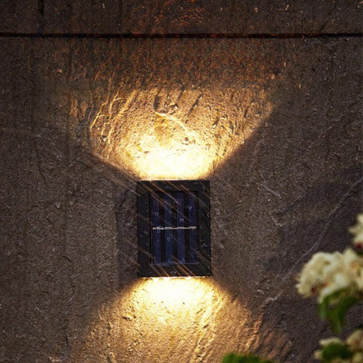 Outdoor Solar Wall Light Warm Bidirectional Set of 4