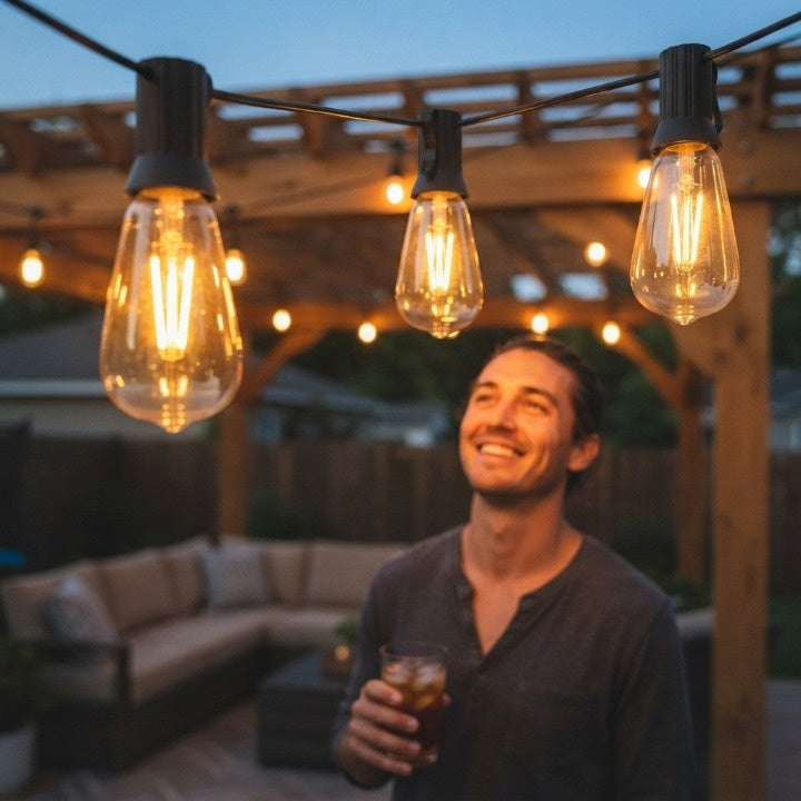 Outdoor String Lights Edison-Style Warm LED Shatterproof & Weatherproof