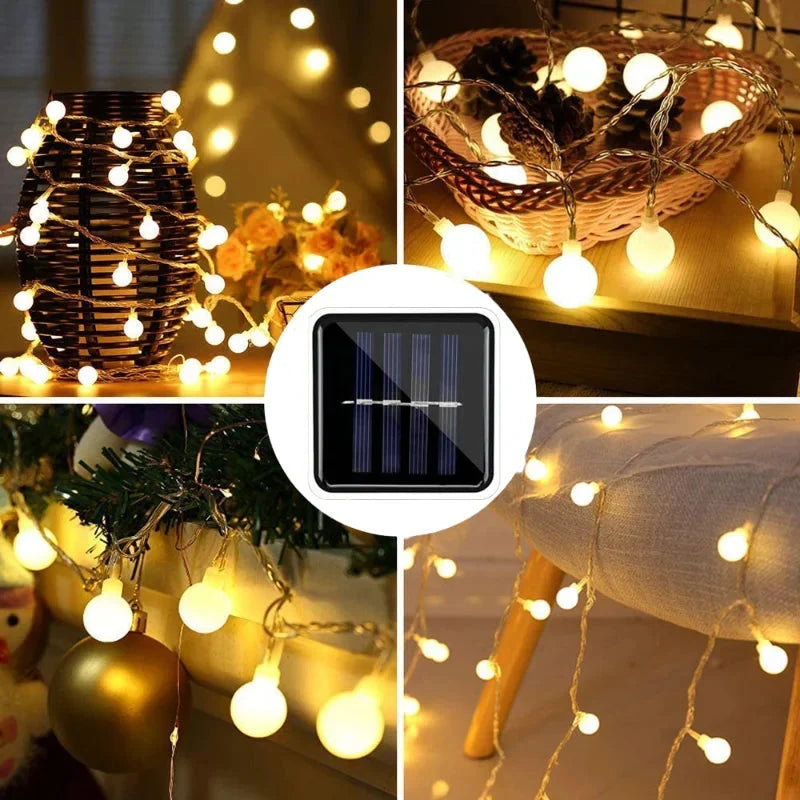 Outdoor String Lights Solar Adjustable Panel IP65