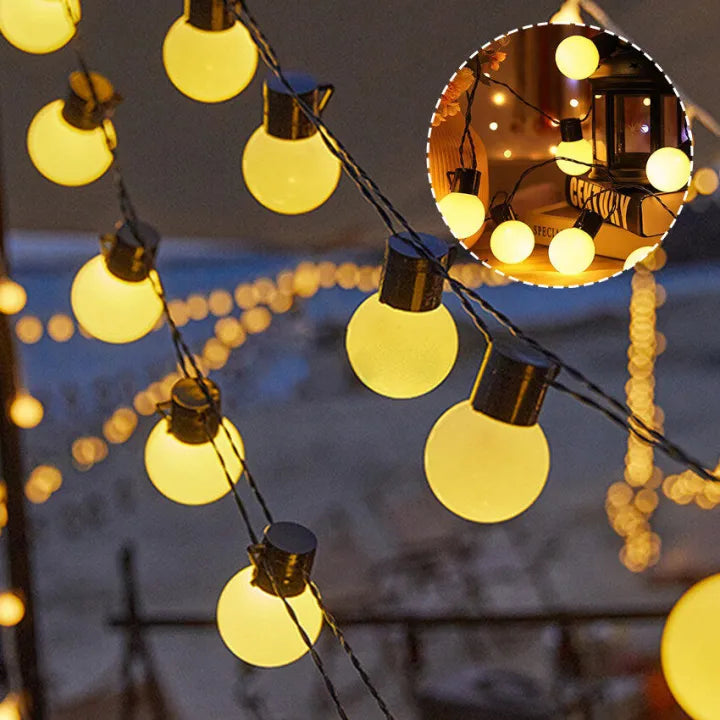 Outdoor String Lights Solar Dusk-To-Dawn Weatherproof IP65