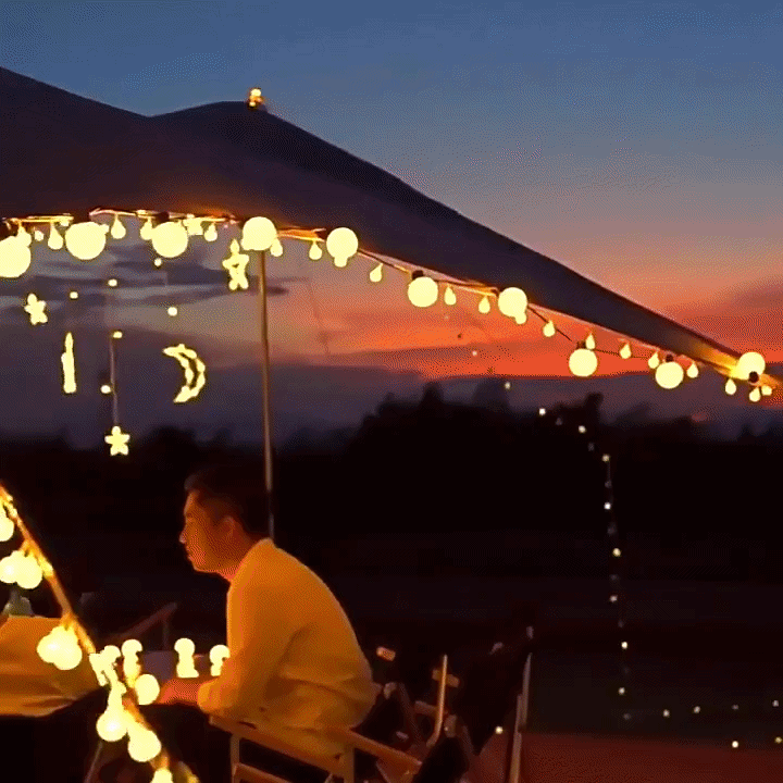 Outdoor String Lights Solar Dusk-To-Dawn Weatherproof IP65